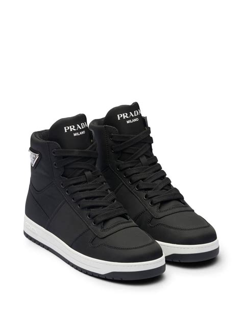 prada leather and re-nylon high-top sneakers|prada re nylon sneakers.